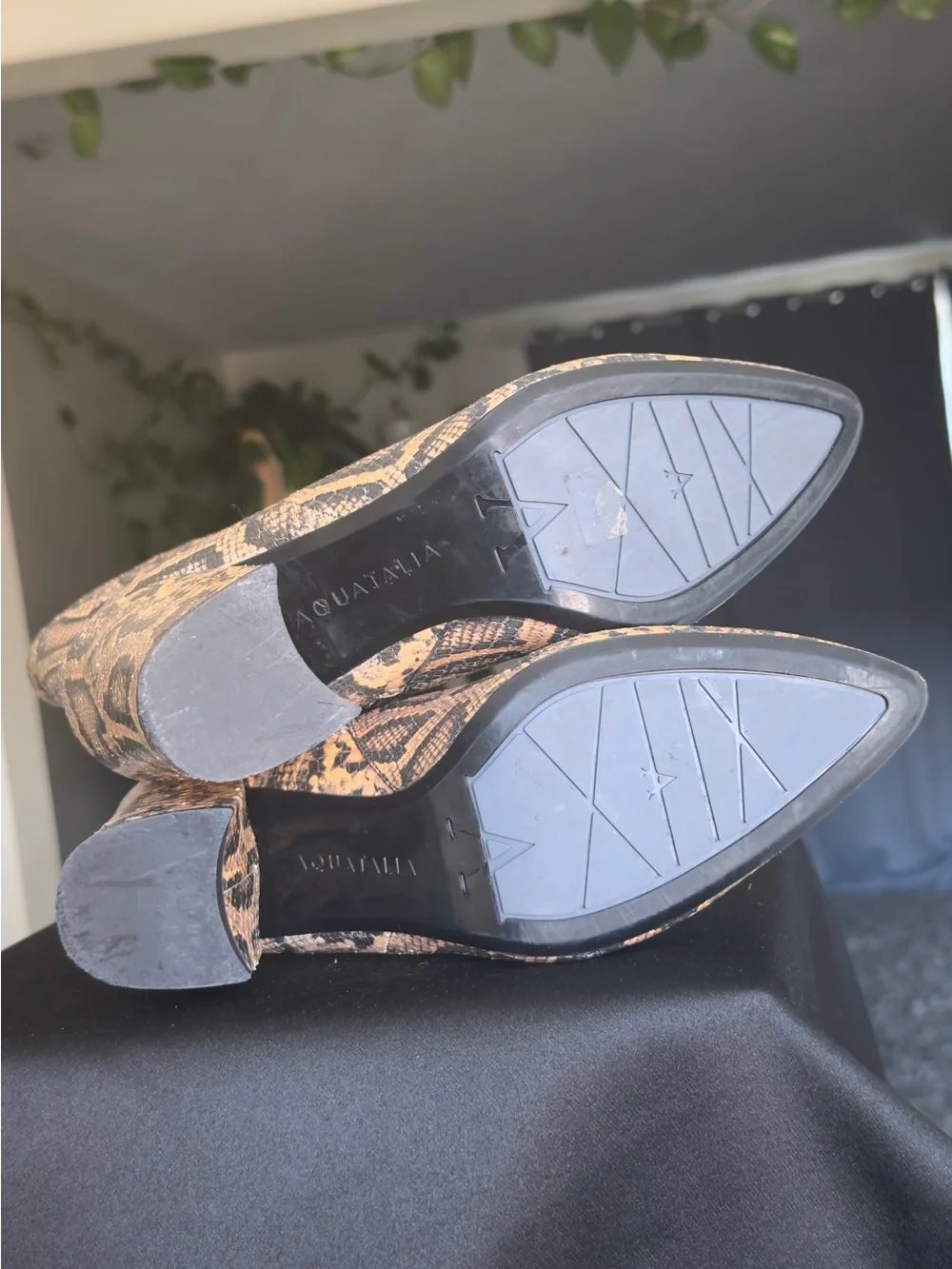 Aquatalia Florita Python Embossed Weatherproof Leather Booties Sz 7 US / 37 EU
